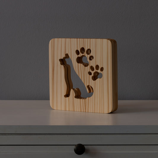 LED Holzlampe, Hund