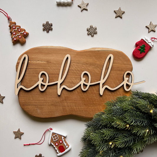 Schriftzug "hohoho" aus Holz